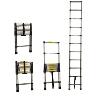 Anti Rust Sturdy Stainless Steel Telescopic Ladder Modern Design Folding Ladder for Exterior Use EN 131 Compliant