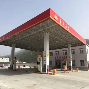 Anti corrosion Space Frame Cost of Gas Station Canopy Solid H shape Steel Beam