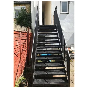 Anti rust External Steel Staircase Galvanized Steel Railing Outside Stairs Wrought Iron Stair