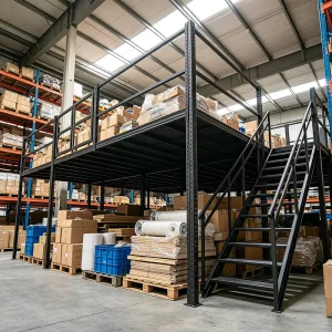 Anti-rust Q235 Steel Mezzanine Rack Industrial Warehouse Attic Platform With Staircase
