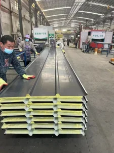 Antibacterial Mouldproof Corrosion Resistant Lightweight A1 Level Fireproof Soundproof 1050mm Metal Sandwich Roof Panel for