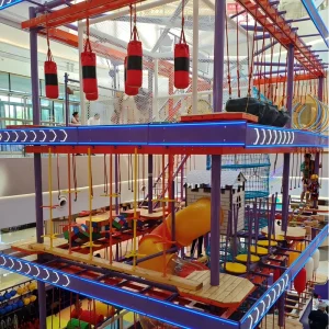 Aoleao Custom Soft Play Indoor Playground with Elevated Obstacle Course and Rock Climbing for Kids CE TUV Certified
