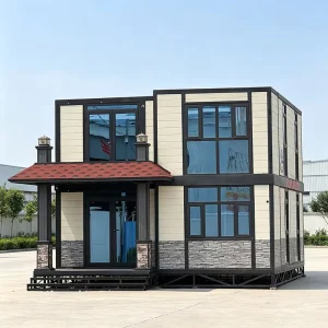 Asphalt Shingle Roof Prefabricated Container House Moisture Proof Detachable 10 40ft Luxury Tiny Villa