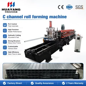 Automatic C Channel Roll Forming Machine for Steel Frame Construction with Hydraulic Cutting and PLC Control System