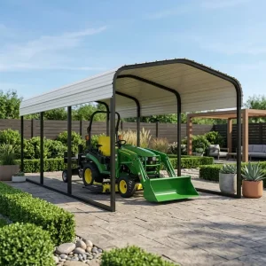 B2B Steel Carport Garage Kits Durable Waterproof Powder Coated Portable Shipping Container Farm Equipment Shelter
