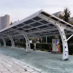 BIPV Solar Carport Large Scale Highway Project Outdoor Parking Steel Structure Solar Canopy Hot Dip Galvanized 60m/s