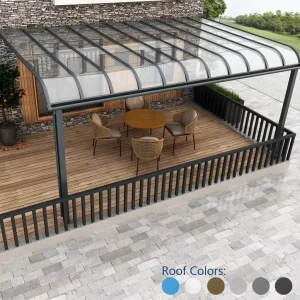 Backyard Outdoor Awning Canopy Waterproof Pergola Polycarbonate Solid Roof Aluminum Frame Patio Cover