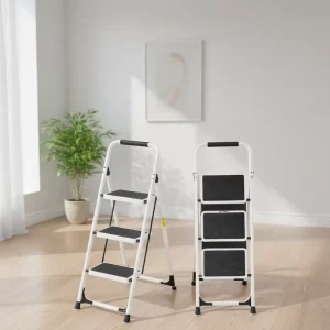 BaiFeng HTD F422 Modern Design Apartment Retractable Steel Step Ladder 4 Steps Stair Stool Red Folding Lightweight Telescopic