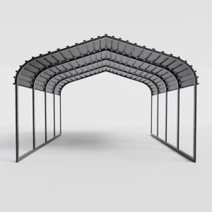 Black Metal Carport Outdoor Canopy Heavy Duty Galvanized Car Shelter with Metal Roof