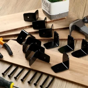 Black Rafter Clips L Brackets for Pergola Hurricane Wood Steel Corner Brace 11 Gauge Thick Max Load