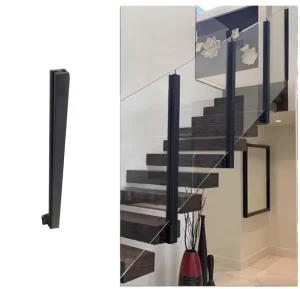 Black Stainless Steel 304/316 Floor Mounted Railing Post Side Mount Slotted Column Contemporary Design Outdoor Pool Fence Panels