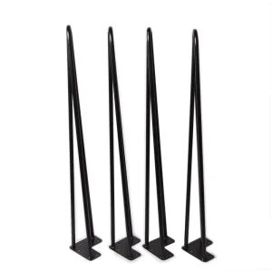 Black Steel Hairpin Furniture Legs, 2-3 Rods, for Coffee Dining Table or DIY Desk