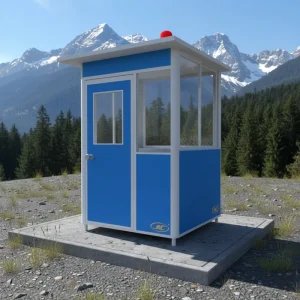 Blue Stainless Steel Door Security Booth Guard Shack Sentry Box Model 71 for Hotel Use