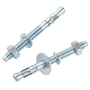 Blue Zinc Plated Wedge Anchor Bolt Full Thread Through Bolt Grade 8.8 M10 M12 for Elevator Guide Rail Fixing