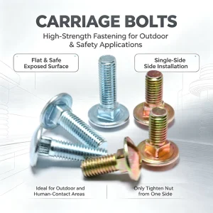 Bright White Zinc Plated Carriage Bolt with Square Neck for Indoor Furniture Assembly