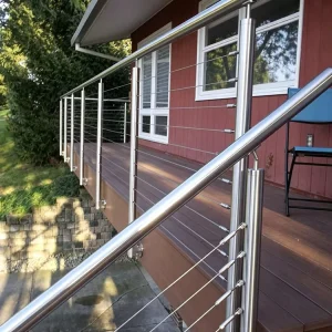 Brushed Stainless Steel Balustrade Cable Railing Post and Cable Fittings