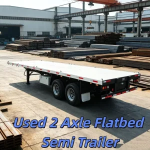 Bulk Used 2 Axle Flatbed Semi Trailer for Mine Light Materials with Thick Axles
