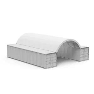 C3340 Heavy Duty Steel Frame Canopy for Shipping Container with Back Wall 40ft Double Truss Container Dome Shelter