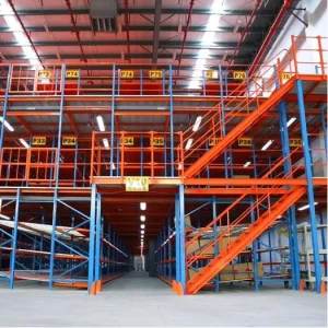 CE Certified Heavy Duty Supported Mezzanine Floor With Stair Steel Industrial Warehouse Floor Platform Pallet Racking