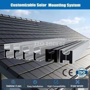 CE Certified Solar Roof Rail Main PV Bracket Rail for Pitched Distributed PV System High Wind Resistance Aluminum Rail