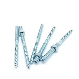 Carbon Steel Zinc Plated Hanger Bolt Double End Threaded Wood to Metal Screw Bolt with Hex Nut