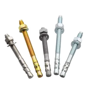 Carbon Steel Zinc Plated Wedge Anchor Bolt Expansion Anchor for Cement Concrete M8 Thread TiCN Coated 980Mpa Capacity