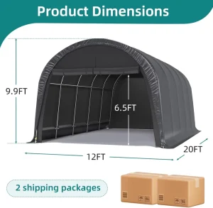 Carport 12x20FT Heavy Duty Portable All-Steel Arch Roof Waterproof Garage Anti-Snow Canopy Simple Easily Assembled Car Truck