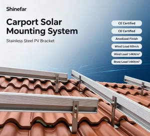 Carport Solar Panel Mounting Brackets Aluminum Alloy Photovoltaic CE Certified Anodized Surface Wind Load 60m/s Snow