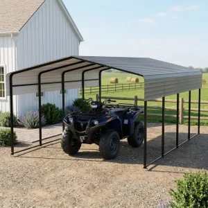 Carports for Housing Developments 12 x 20 FT Garage Metal Buildings Galvanized Steel Car Shelter