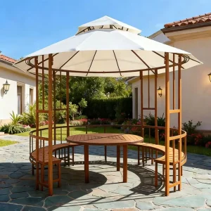 Cast Iron Pavilion Galvanized Steel Palace Castle Style Weather Resistant Coating Modern Garden Gazebo
