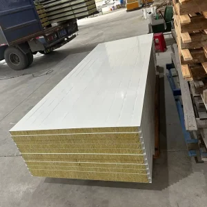 China Made Eco Friendly Rock Wool Sandwich Panels 50 200mm for Warehouse Cold Room Hotel Use Heat Preservation Sound Insulation