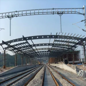 China Steel structure factory Large Scale High Quality Steel Structure Railway Station Roof Pipe Truss Design steel truss airport stadium roof