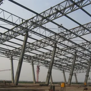 China Steel structure factory Galvanized steel truss roof covered light steel airport terminal building steel pipe truss roof