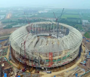 China Steel structure factory Steel roof truss stadium tensile structure manufacturers steel pipe truss roof