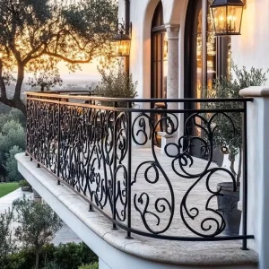 Classic Wrought Iron Railing Sturdy Balcony & Stair Railings with Traditional Scrollwork and Timeless Safety
