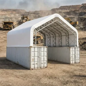Clear Span 610g PVC UV Resistant Galvanized A-Frame Shipping Container Storage Tent for Warehouse Outdoor Mining Site Equipment