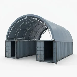 Clear Span PVC UV Resistant Galvanized Arch Shipping Container Storage Tent for Workshop Villa Port Logistics Cargo Storage