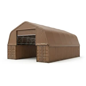 Clear Span Snow Load Heavy Duty Bolt on Steel Frame Gable Container Shelter for Emergency Relief Supply Storage