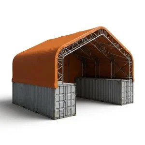Clear Span Snow Load Heavy Duty Bolt-on Steel Frame Gable Container Shelter for Port Logistics Cargo Storage with Car Garden Use