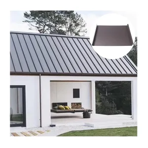 Coffee Colored Metal Roof Panel Durable and Anti Corrosion for Villas and Hotels with Vertical Seam Design