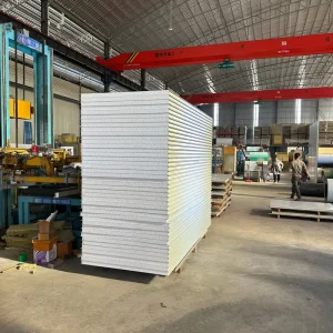 Color Coated Steel Rock Wool Sandwich Panel Eco Friendly Water Fire Resistant for Warehouse Cold Room Hotel Steel Structure