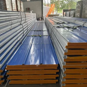 Color Galvanized Steel Plate Rock Wool Corrugated Board Composite Sandwich Eco Friendly Water Fire Resistant Exterior Wall Roof