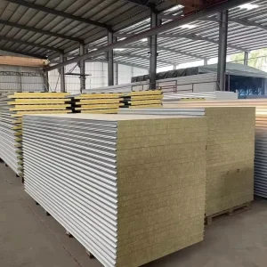 Color Rock Wool Sandwich Panel Fireproof Rock Wool Insulated Sandwich Board 50mm-150mm Thickness for Wall Roof