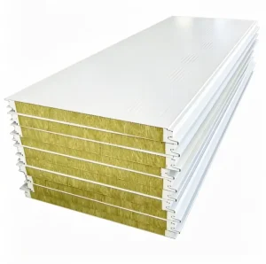 Color Steel Rock Wool Sandwich Panel With PU Edge Sealing Moisture Proof for Food Processing Factory