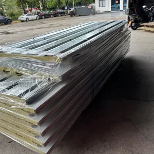 Color coated Steel Sheet Rock Wool Corrugated Board Composite Sandwich Panel Exterior Wall Roof Insulation Foam Board Grade B EN