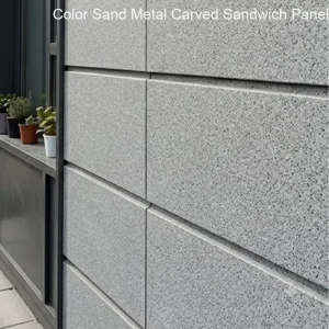 Colored Stone Metal Carved Board Wall Cladding Panels PU Sandwich Panel Fire Resistant Exterior Wall Warehouse