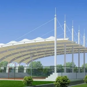 Commercial Canopy for Shopping Centers Lightweight Aesthetic Steel Tensile Roof with Custom Branding Welding & Cutting Services