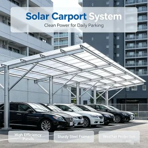 Commercial Carbon Steel Anodized Solar Carport Assembly Kit with Photovoltaic Parking Canopy