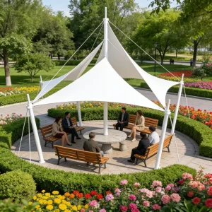 Commercial Custom Tensile Membrane Canopy PVDF PTFE Weatherproof Durable Fire Safe Eco Friendly High Quality Steel Frame Villa
