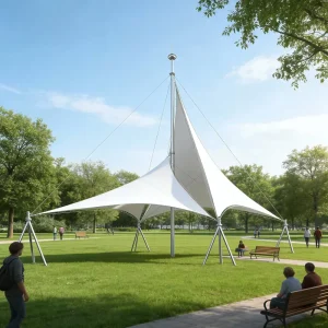 Commercial Industrial Custom Tensile Membrane Canopy PVDF PTFE Weatherproof Durable Fire Safe Customizable Garage Shed Villa